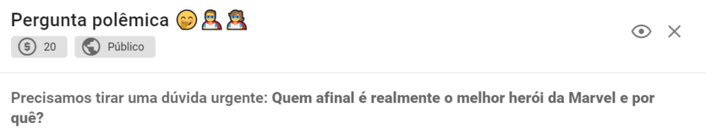 ideias de desafios