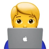 emoji pessoa utilizando macbook