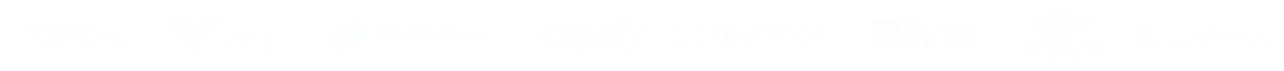 Linha com logotipos de algumas empresas clientes da Comunitive: Loreal,Vale, Sankhya, Pipefy, RD Station, Óticas Diniz, Apolar e Avenue.  